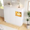 Schuhschrank mit LED-Beleuchtung & Schublade, 105 x 39,5 x 100,5 cm, Weiß/Natur Bild 5
