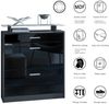 Vladon Schuhschrank Loret, Schuhkipper für 16 Paar Schuhe mit 2 Klappen und 1 Schublade und Glasablage, Schwarz matt/Brombeer Hochglanz (89 x 104 x 23 cm) Bild 4