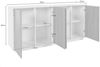 Dmora Kommode Aulina, 4-türiges Küchen-Sideboard, Wohnzimmer-Buffet, 100 % Made in Italy, 180 x 41 x 86 cm, glänzendes Weiß, Bild 3