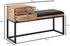 Sitzbank Ziegenleder / Massivholz Bank 100x60x35 cm im Retro Stil Bild 4