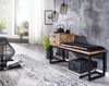 Sitzbank Ziegenleder / Massivholz Bank 100x60x35 cm im Retro Stil Bild 3
