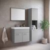 Badplaats Badezimmerschrank Montreal 30 x 30 x 131 cm Grau Matt - Hoch Badschrank Mit 2 Türen Bild 3