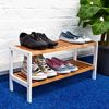 Schuhregal Bambus 2 Etagen braun-weiß Bild 2