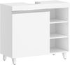 Waschbeckenunterschrank, Badezimmerschrank mit 1 Türen und 3 offene Fächer, Unterschrank mit verstellbaren Ablagen, Freistehend Waschtischunterschrank, 30 x 70 x 64 cm, Weiß Bild 2