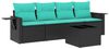 vidaXL 5-teiliges Gartensofa-Set mit Kissen, schwarzes Polyrattan 3219886 Bild 2