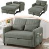 Schlafsofa mit Schlaffunktion, Baumwoll-Leinen-Stoff, 114 x 77 x 82,5 cm, Olivgrün Bild 3