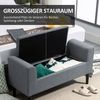 HOMCOM Sitzbank mit Leinenoptik, belastbar bis 130 kg (Polsterbank, 1-St, Sitzhocker), für Wohnzimmer Schlafzimmer Flur, 116 x 44 x 58 cm Hellgrau Bild 3