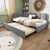 OKWISH Polsterbett Kinderbett mit Lattenrost (Tagesbett, Schlafsofa, Daybett, 2-tlg, 90x200cm+90x190cm, mit Matratze), mit Ausziehbett Bild 2