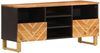 vidaXL TV-Schrank Braun und Schwarz 100x33,5x46 cm Massivholz Mango 356801 Bild 2