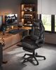 Songmics Bürostuhl, Schreibtischstuhl, ausziehbare Fußstütze, Kopfkissen, Lendenkissen, höhenverstellbar, ergonomisch, neigbare Rückenlehne, bis 150 kg belastbar, tintenschwarz Bild 2