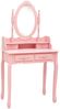 Schminktisch-Set, Frisiertisch mit Hocker Rosa 75 x 69 x 140 cm Paulownia-Holz Bild 2