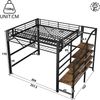 Merax Hochbett, 140 x 200 cm, Kinderbett, Jugendbett, Metallbett, Stufen-Ablageregal, Gitterelemente, Aufbewahrungskorb, offener Stauraum unter dem Bett,mit LED-Lichtleiste, Schwarz Bild 4