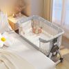 oyajia Beistellbett 3 in 1 Beistellbett Stubenwagen Babybett Baby Reisebett, 6-stufige Höhenverstellung, mit Rollen, Moskitonetz und Matratze Bild 2