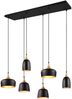LED Pendelleuchte 6 flammig Metall Schwarz Gold, Breite 90cm Bild 2