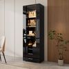 Vitrine Hochglanz Schwarz mit LED, 3 Schubladen, 60x35x180 cm Bild 3
