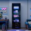 Vitrine Hochglanz Schwarz mit LED, 3 Schubladen, 60x35x180 cm Bild 4
