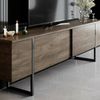 Dmora Fernsehschrank Abishia, Ständer für Wohnzimmerfernseher, Niedriges Wohnzimmer-Sideboard, TV-Ständerbasis, 180x30h50 cm, Walnuss und Schwarz Bild 5