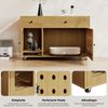 Katzenstreukasten-Schrank mit Sandfangplatte, Doppel-Schubladen, Lüftungslöchern, leise Rollen,verstecktes Katzenklo,Natur Bild 5