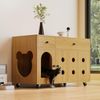 Katzenstreukasten-Schrank mit Sandfangplatte, Doppel-Schubladen, Lüftungslöchern, leise Rollen,verstecktes Katzenklo,Natur Bild 2