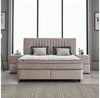 abc bedding Boxspringbett Komfortbett CLARA in Braun Beige Samt-Stoff (Bett mit Topper, inkl. Matratze und Topper), Voll-orthopädisches Schlafsystem inklusive Bettkasten Bild 5