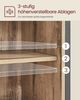 VASAGLE Aufbewahrungsschrank, Küchenschrank mit Schiebetür, offenes Fach, verstellbare Ablage, industriell, hellbraun-schwarz Bild 4