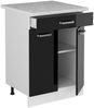 Küchenunterschrank R-Line Schwarz Hochglanz 60 cm mit Schublade, AP Marmor Vicco Bild 4