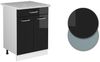 Küchenunterschrank R-Line Schwarz Hochglanz 60 cm mit Schublade, AP Marmor Vicco Bild 5
