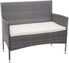Poly-Rattan Garnitur HWC-F55, Balkon-/Garten-/Lounge-Set Sofa Sitzgruppe grau, Kissen creme Bild 4