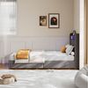 Furnishings Home Polsterbett 90x200 cm, LED Stauraumbett Jugendbett (1-tlg, Leinenmaterial, Komforthöhe, Leises Design Bett), Mit Ladefunktion und 2 Schubladen LED-Beleuchtung Einzelbett Bild 3