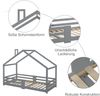 Hausbett 90x200 cm Kinderbett aus Massivholz,Grau,mit Dach & Schornstein, Rausfallschutz, stabiles Montessori Bett Bild 3