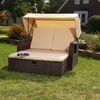 Strandkorb Braun Sonnendach Sonnenliege Sonnenbett Polyrattan Lounge Gartenmöbel Bild 3