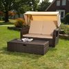 Strandkorb Braun Sonnendach Sonnenliege Sonnenbett Polyrattan Lounge Gartenmöbel Bild 4