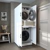ROOMART Waschmaschinenschrank Dora für Trockner & Waschmaschine, in 4 Farben, mit Türen & Ausziehbrett (Weiß) Bild 1