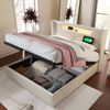 Polsterbett mit LED-Beleuchtung 140x200 cm, USB- und Type-C-Ladefunktion, verstellbarer Lattenrost,Beige Bild 5