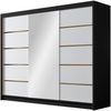 Kleiderschrank mit Goldverzierung Aramao VI mit drei Schwebetüren, Spiegel (Farbe: Schwarz / Weiß) Bild 2