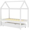 vidaXL Hausbett 70x140 cm, Weiß, Kiefer massiv, mit Schublade Bild 2