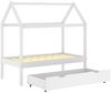 vidaXL Hausbett 70x140 cm, Weiß, Kiefer massiv, mit Schublade Bild 5