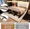 Merax Einzelbett 90 x 200cm Jugendbett Polsterbett mit LED-Diamantband im Kopfteil, USB & Type-C Ladestation, hydraulischem Bettkasten mit Stauraum, Samt (Ohne Matratze) Beige Bild 5
