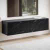 Lowboard Hängend Marmor-Optik Schwarz 120 x 30 x 30 cm TV-Schrank, Design Fernsehtisch mit Klapptüren Modern, Fernsehschrank Wand, TV-Kommode Fernsehkommode zum Aufhängen Bild 2