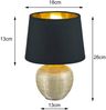 LED Tischleuchte Keramik mit Stoffschirm Schwarz innen Gold, Höhe 26cm Bild 4