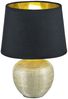 LED Tischleuchte Keramik mit Stoffschirm Schwarz innen Gold, Höhe 26cm Bild 2