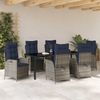 vidaXL Garten Essgruppe mit Kissen 7 pcs Grau und Schwarz Rattan 3380580 Bild 4