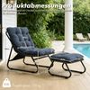 LVHOM Sessel mit Hocker, Gepolsterter Loungesessel aus Cord mit Metallgestell, ergonomischer Relaxsessel für Wohnzimmer und Schlafzimmer, Dunkelblau Bild 5