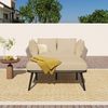 Merax Gartensofa mit 2 waschbaren Kissen, Stahl / Schwamm khaki / beige, 120 x 130 x 67 cm Bild 2
