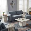 HOOZ Couchtisch Wohnzimmertisch rund 2er Set quadratisch Traventin-Optik Kalk 80&60cm (Set, 2× Satztisch), Sofatisch mit geometrischem Gestell – stabil & pflegeleicht Bild 2