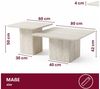 HOOZ Couchtisch Wohnzimmertisch rund 2er Set quadratisch Traventin-Optik Kalk 80&60cm (Set, 2× Satztisch), Sofatisch mit geometrischem Gestell – stabil & pflegeleicht Bild 4