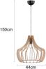 LED Hängeleuchte mit Lampenschirm aus Naturholz Lamellen, Ø 44cm Bild 4