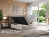 Boxspringbett, Doppelbett mit Multipocket-Matratzen und Topper, dekoratives Kopfteil - LEILA - 200 x 200 cm - Beige Stoff - H3 Bild 2