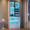 MODFU Vitrine Schlanker Hochschrank für begrenzte Stellflächen,80x34x180 cm (Packung, 1-St, Vielseitig als Wohnzimmerschrank oder dekorative Vitrine nutzbar) In Weiß, mit LED, Glastüren, Schublade & offenen Fächern Bild 5