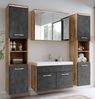 Badplaats Badezimmerschrank Paso 35 x 35 x 160 cm Kastanien Eiche mit Dunkel Grau - Hoch Badschrank Mit 2 Türen Bild 4